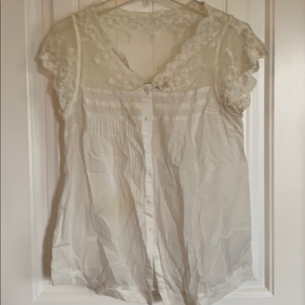 Cotton and lace blouse